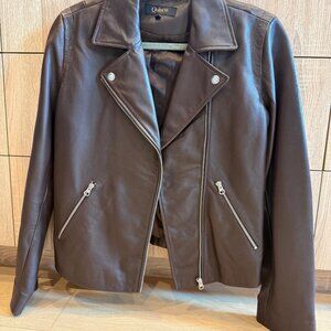 NEW - Genuine, buttery leather moto jacket in brown from Quince - Medium